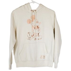 7511 * Disney Mickey Mouse Pullover Hoodie Cream Rose Gold Size L (11/13)